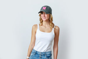 Initial Hat - Washed Black/Neon Pink