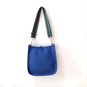 Faux Leather Messenger Bag - Blue
