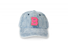 Load image into Gallery viewer, Initial Hat - Denim/Neon Pink