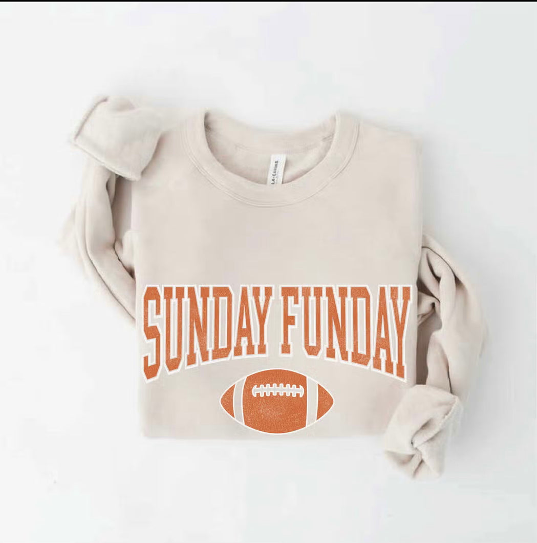 SUNDAY FUNDAY Graphic Sweatshirt- Heather Dust