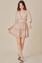 Load image into Gallery viewer, SAMPLE Ruffle Detail Flared Sleeve Tiered Dress - Champagne
