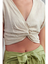 Load image into Gallery viewer, SAMPLE Linen Twist Front Crop Top
