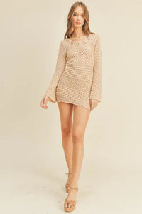 SAMPLE, Crochet mini dress - natural