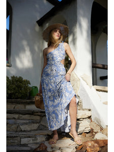 FINAL SALE, One Shoulder Tiered Maxi Print Dress