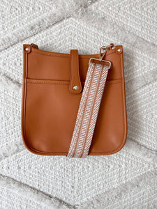 SAMPLE, Faux Leather Messenger Bag - Tan