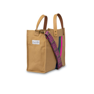 Tan, TOTE-ALLY! (*STRAP IN MAIN IMAGE IS SOLD OUT. YOU WILL RECEIVE A TAN/WHITE STRAP INSTEAD…PLEASE SEE IMAGE).