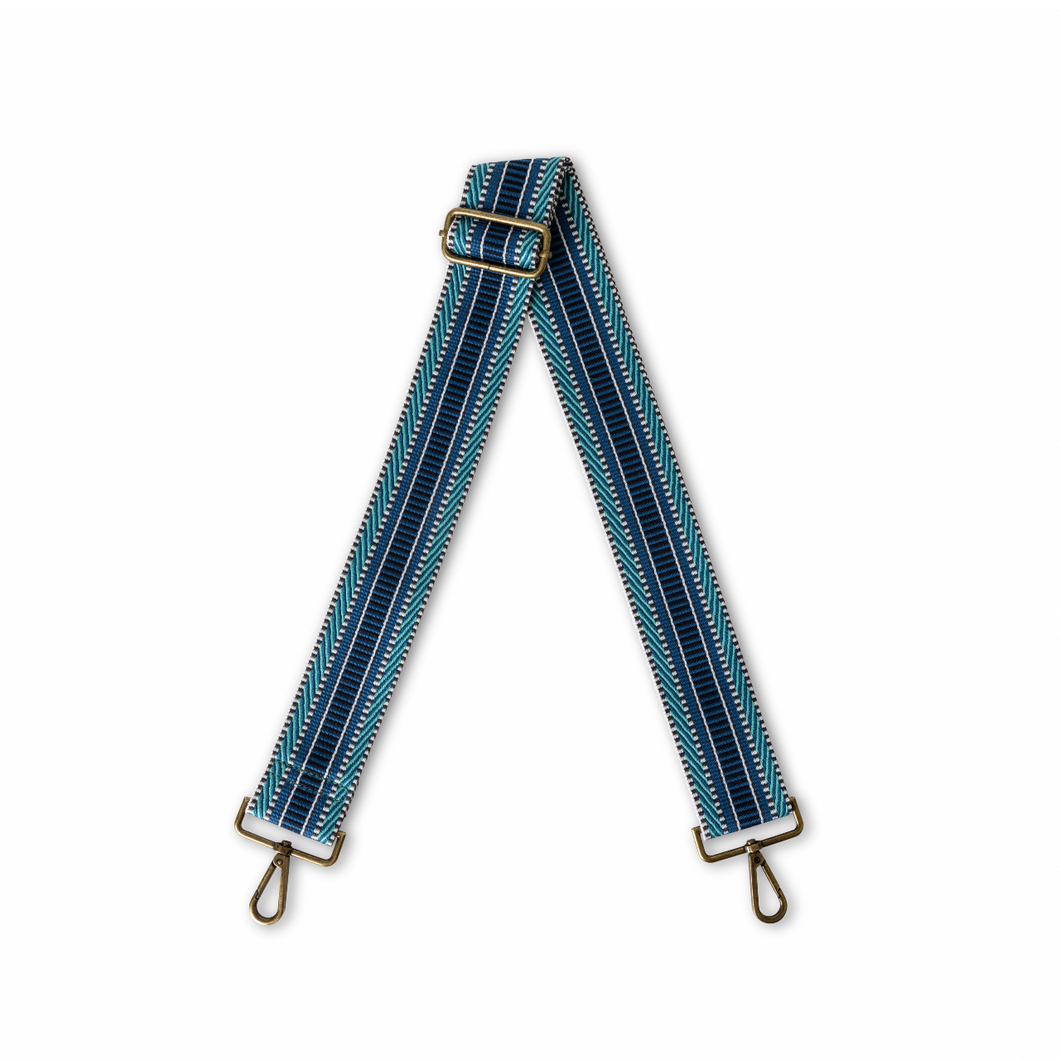 Crossbody Bag Strap - Blue Geometric