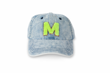 Load image into Gallery viewer, Initial Hat - Denim/Neon Yellow