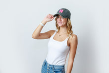 Load image into Gallery viewer, Initial Hat - Washed Black/Neon Pink