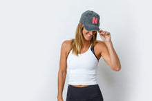Load image into Gallery viewer, SAMPLE Initial Hat - Washed Black/Neon Pink