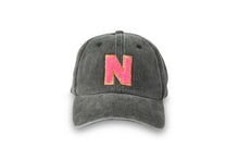 Load image into Gallery viewer, Initial Hat - Washed Black/Neon Pink