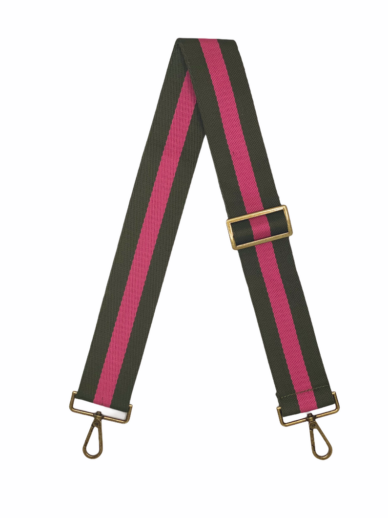 Crossbody Bag Strap - Army Green/Pink Stripe