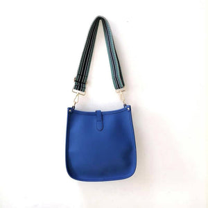 SAMPLE -Faux Leather Messenger Bag - Blue
