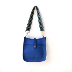 SAMPLE -Faux Leather Messenger Bag - Blue