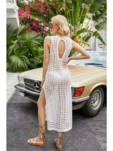 Load image into Gallery viewer, High Slit Open Back Beach Cover up - White