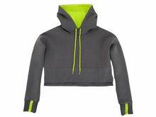 Load image into Gallery viewer, SAMPLE Vigeō Grey/Neon Yellow - Cropped Hoodie &amp; High Waisted Jogger Set