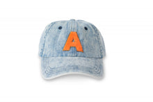 Load image into Gallery viewer, SAMPLE Initial Hat - Denim/Neon Orange
