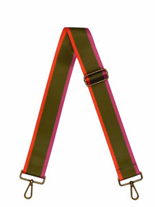 Crossbody Bag Strap - Army Green, Orange & Pink