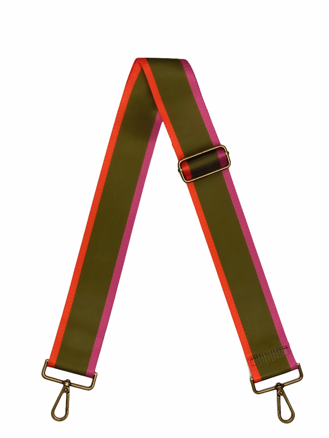 light sage crossbody leather bag / Orange and black stripe strap
