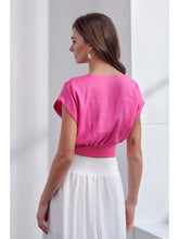 Load image into Gallery viewer, Linen Twist Front Crop Top