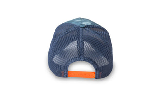 SAMPLE - Initial Trucker Hat - Tie-Dye Navy/Neon Orange